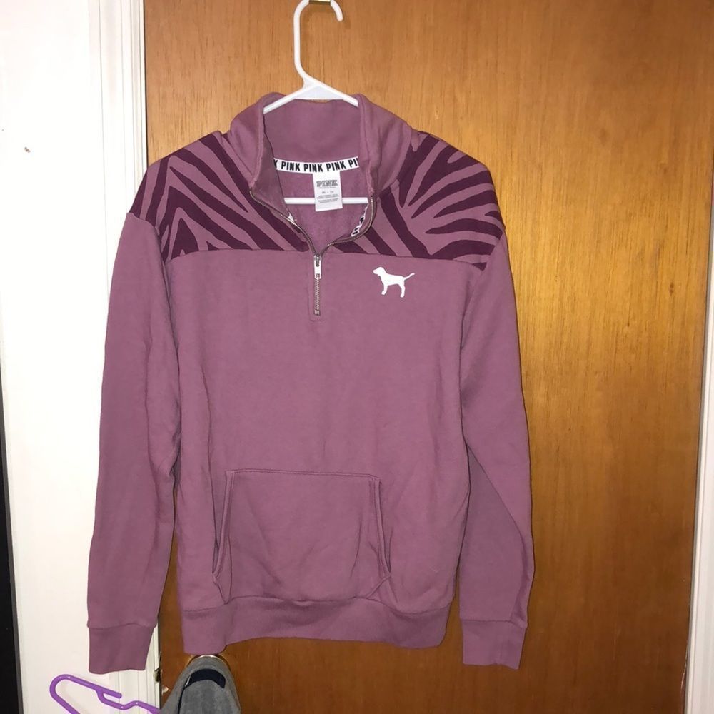 Vs Pink Zebra Print 1/4 Zip In Soft Begonia Color… - image 2